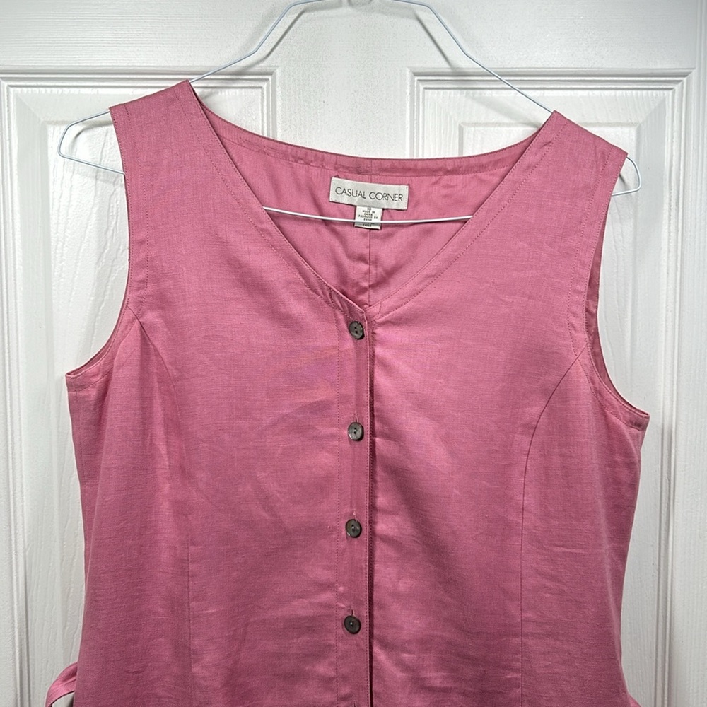 Casual Corner Size 10 Sleeveless Button Down Linen Dress - Picture 4 of 9